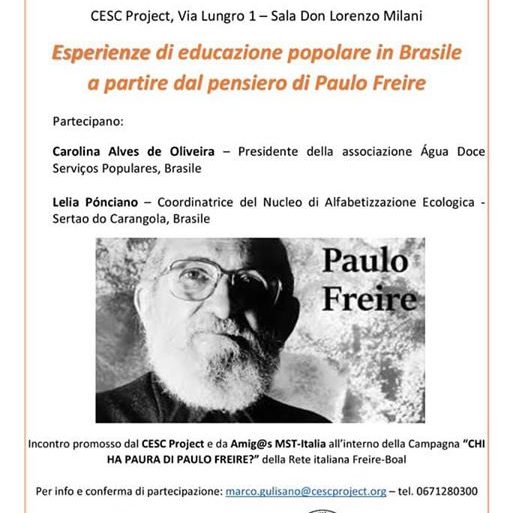 ESPERIENZE DI EDUCAZIONE POPOLARE IN BRASILE A PARTIRE DAL PENSIERO DI PAULO FREIRE Giovedì…