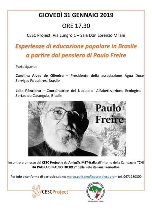 ESPERIENZE DI EDUCAZIONE POPOLARE IN BRASILE A PARTIRE DAL PENSIERO DI PAULO FREIRE Giovedì…