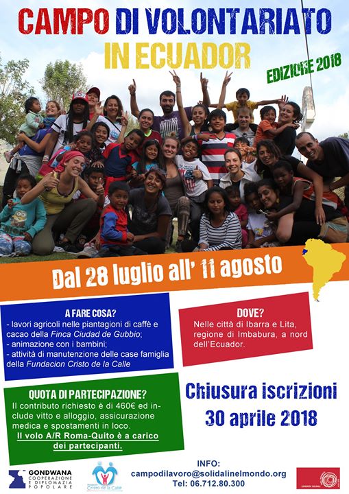 C’è ancora qualche giorno per iscriversi ai campi di volontariato estivi in Ecuador e…