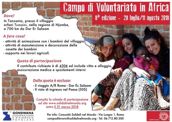 Volete fare un’esperienza di volontariato in Africa? Anche quest’anno Gondwana Cooperazione e Diplomazia Popolare…