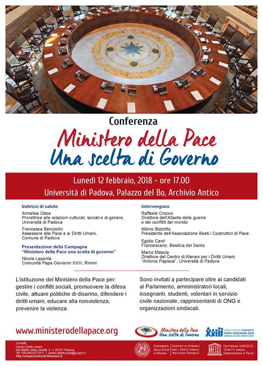CESC Project promuove convintamente la campagna per l’istituzione di un Ministero della Pace! Invitiamo…