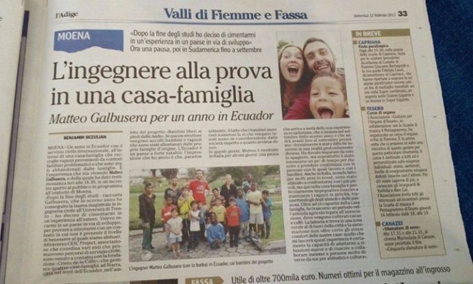 Matteo sta svolgendo il Servizio Civile con il CESC Project in Ecuador, presso la…