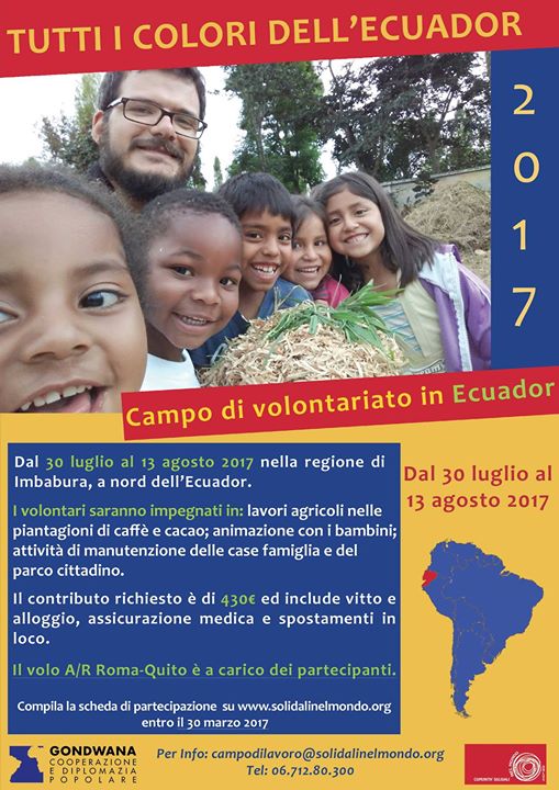 Due campi di volontariato con Comunità Solidali nel Mondo Onlus e Gondwana Cooperazione e…