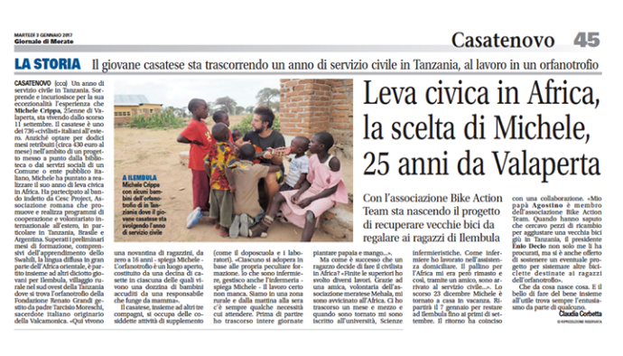 Michele sta svolgendo il Servizio Civile con il CESC Project in Tanzania, presso la…