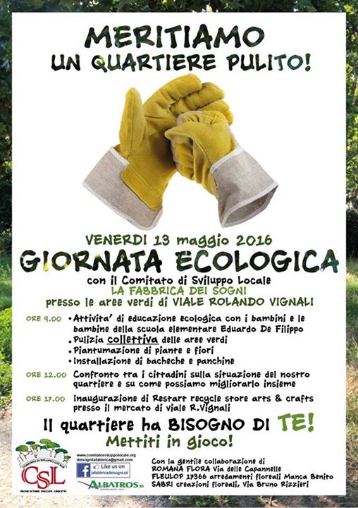 Vi invitiamo il 13 Maggio a partecipare alla giornata ecologica del Comitato di sviluppo…