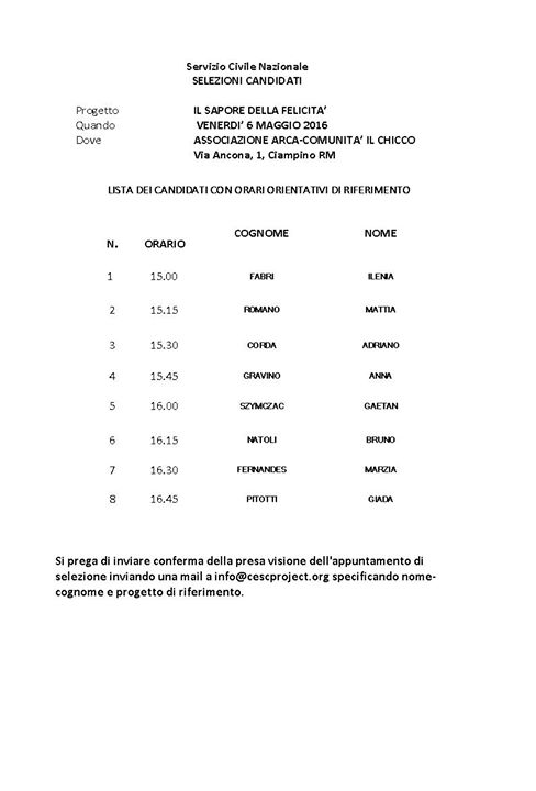 Confermate la vostra presenza ai colloqui di selezione per il progetto di #serviziocivile “Il…