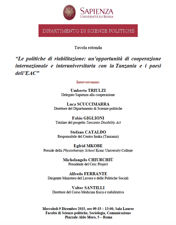 Vi invitiamo a partecipare alla conferenza “Le politiche di riabilitazione: un’opportunità di cooperazione internazionale…