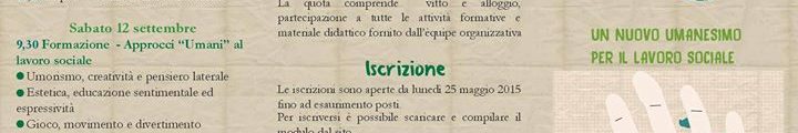 Segnaliamo con vero piacere l’attività formativa residenziale del “Laboratorio”, che si terrà a settembre,…