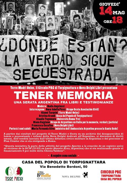 Buon Venerdì! Vi segnaliamo l’evento “TENER MEMORIA” organizzato dai nostri amici di Terre Madri…